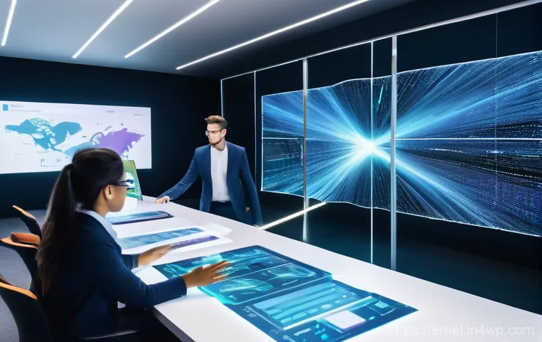 지식생태계 조성을 위한 전략적 계획 - **A Dynamic Knowledge Ecosystem Visualization:**
A wide-angle shot depicting a sophisticated, mo...