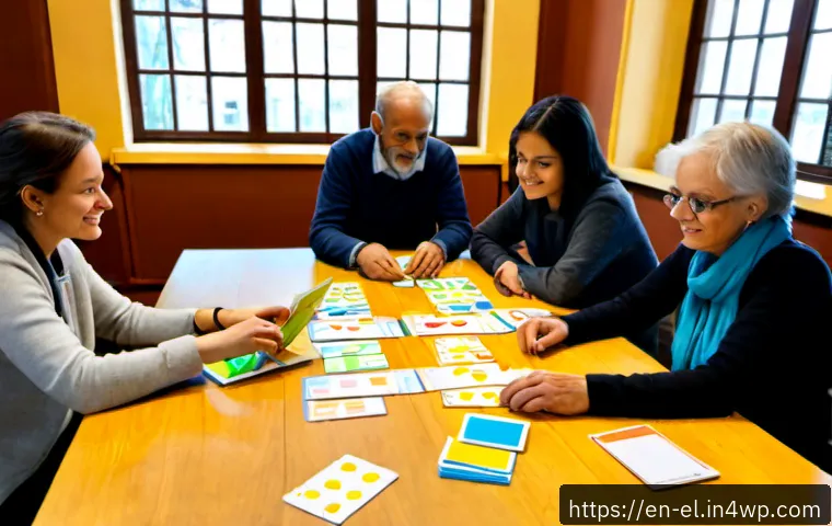 지식생태계 조성을 위한 교육 프로그램 - Photorealistic community education workshop in a bright public library, diverse adult learners and a...